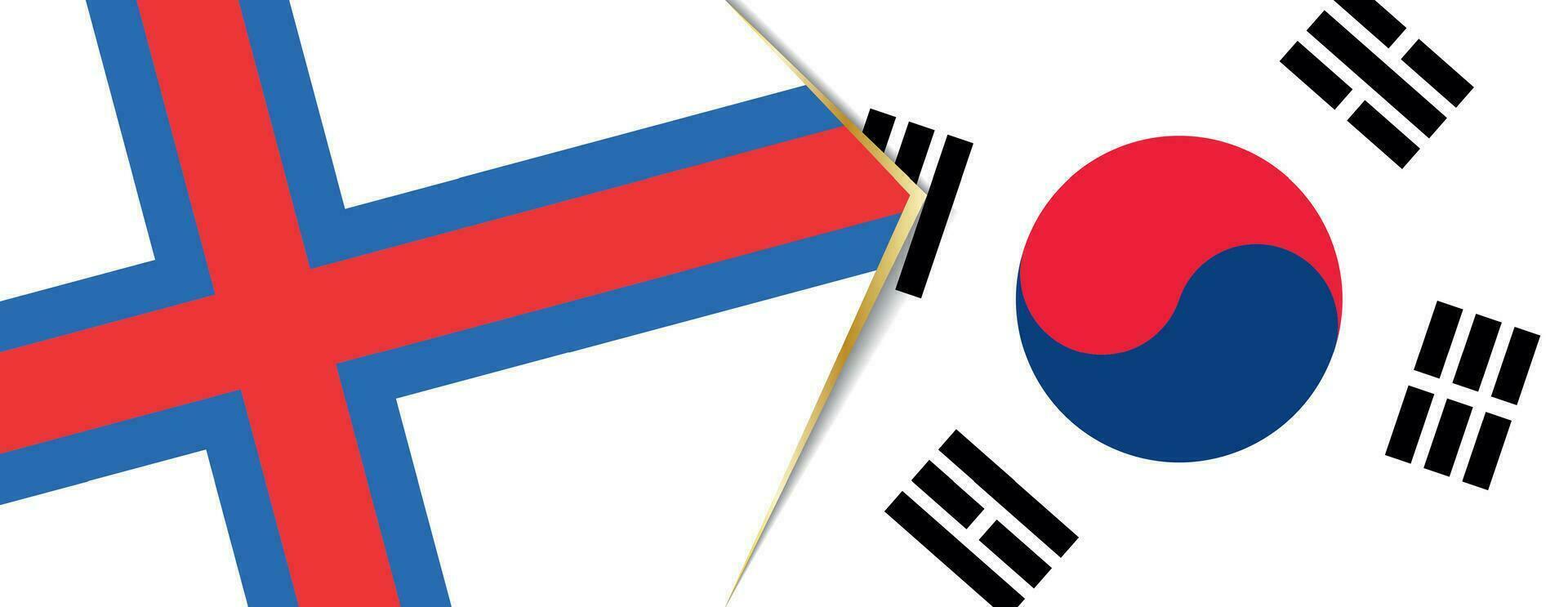 Feroe islas y sur Corea banderas, dos vector banderas