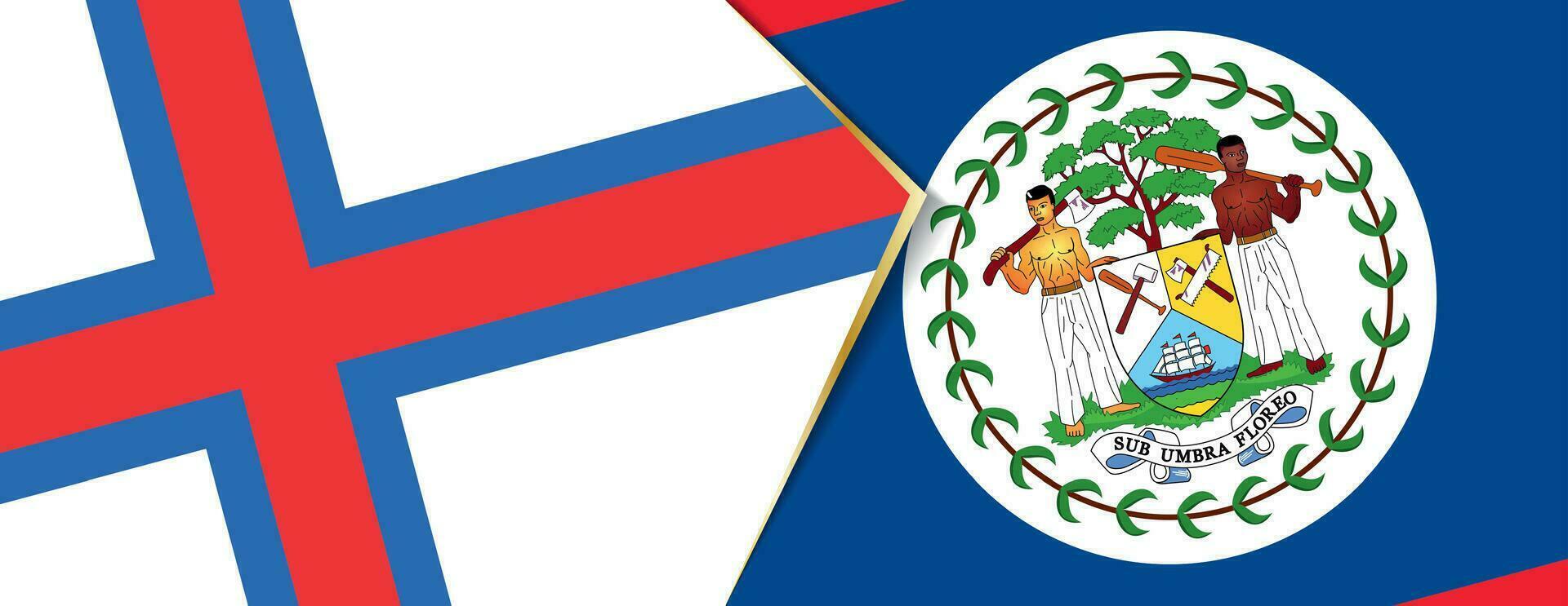 Faroe Islands and Belize flags, two vector flags.