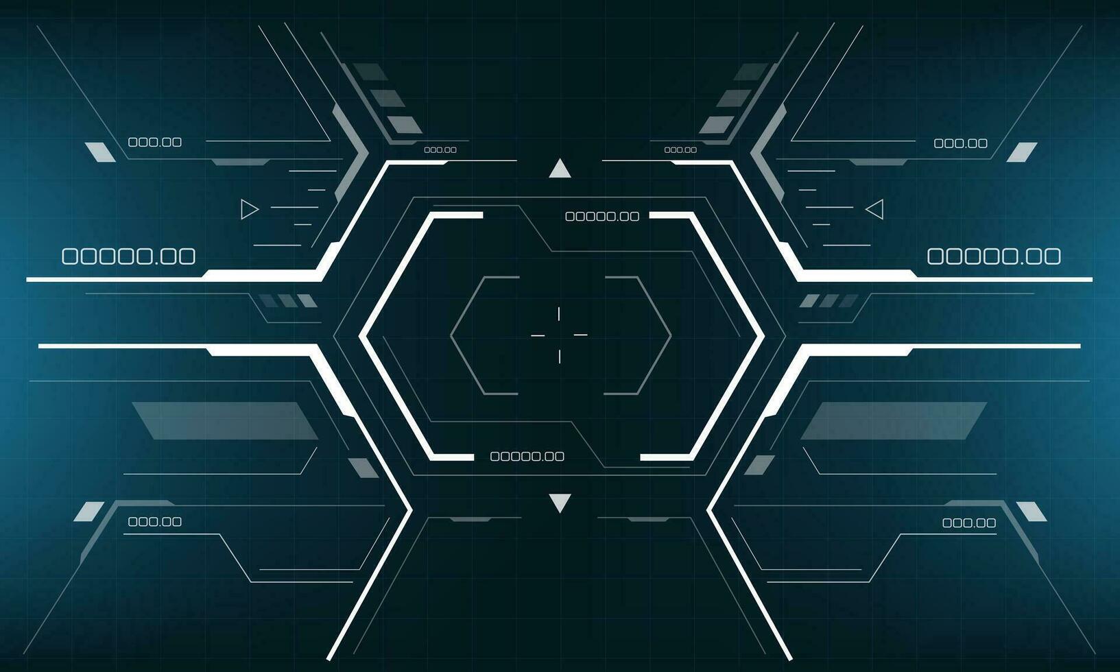 HUD sci-fi interface screen view white geometric on blue design virtual reality futuristic technology creative display vector