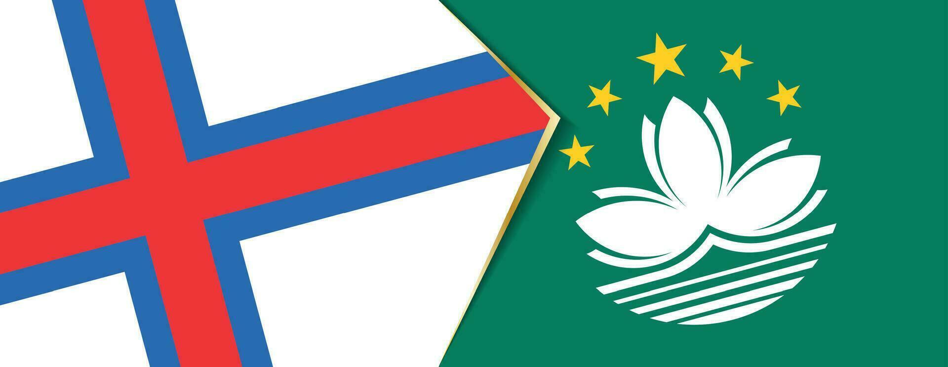 Faroe Islands and Macau flags, two vector flags.