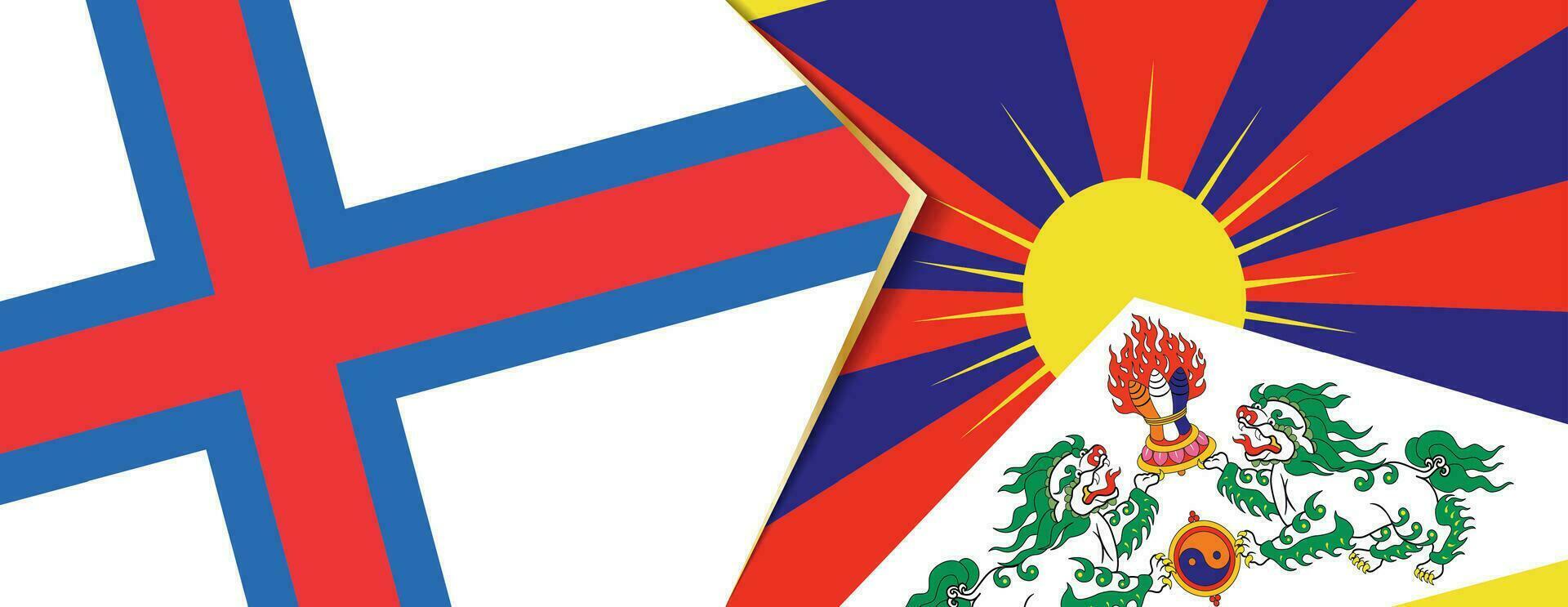Faroe Islands and Tibet flags, two vector flags.