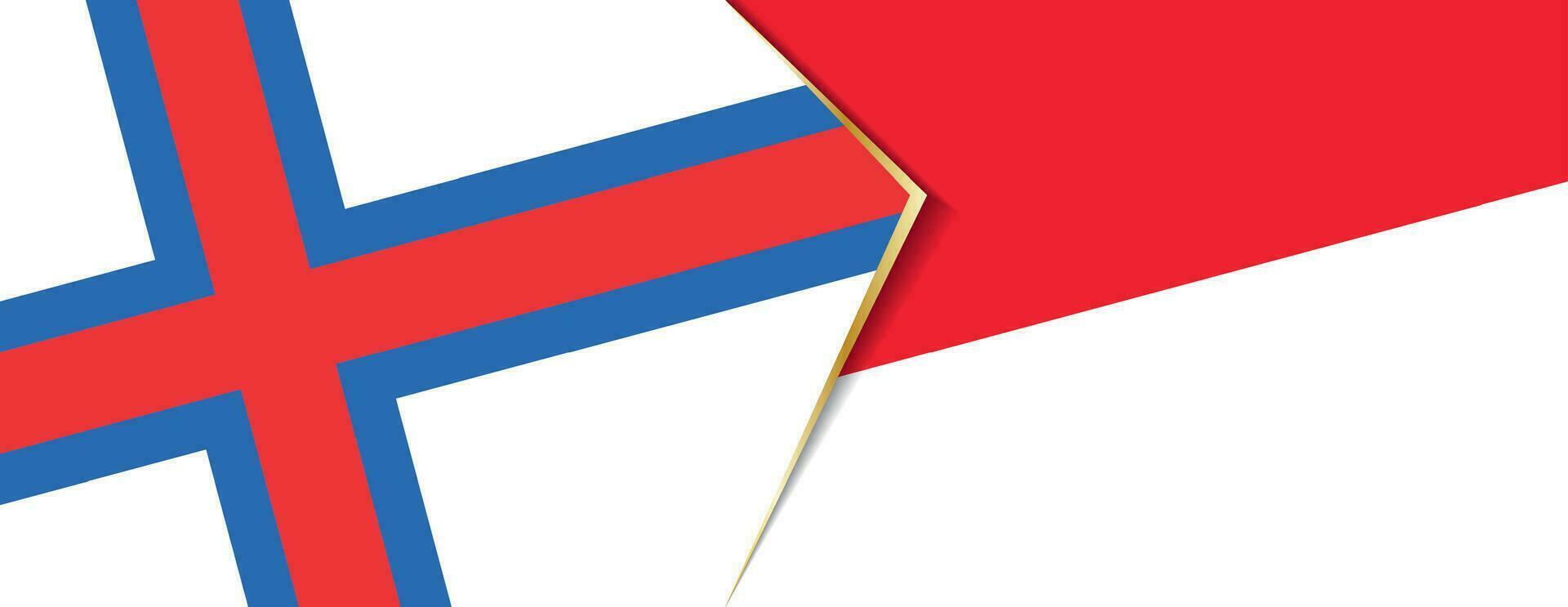 Faroe Islands and Monaco flags, two vector flags.