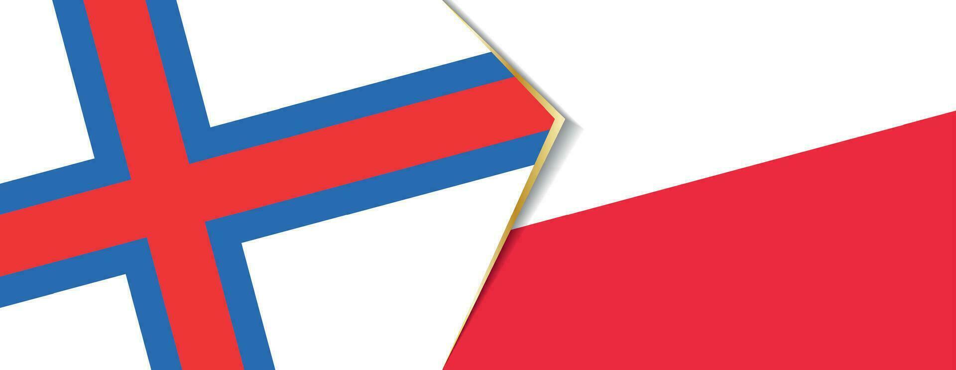 Faroe Islands and Poland flags, two vector flags.