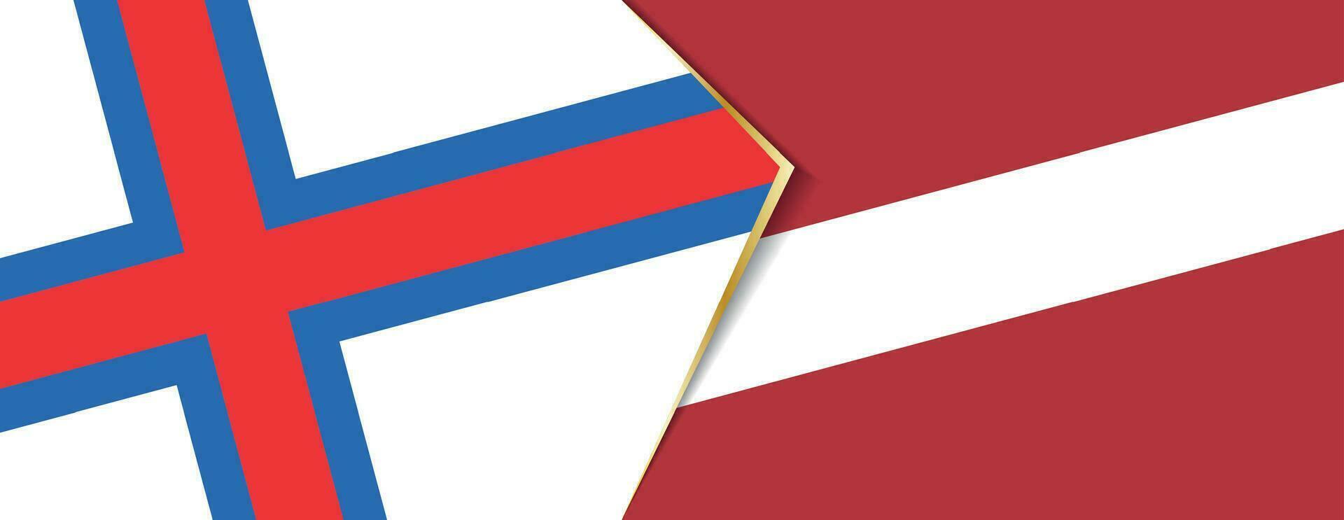 Faroe Islands and Latvia flags, two vector flags.