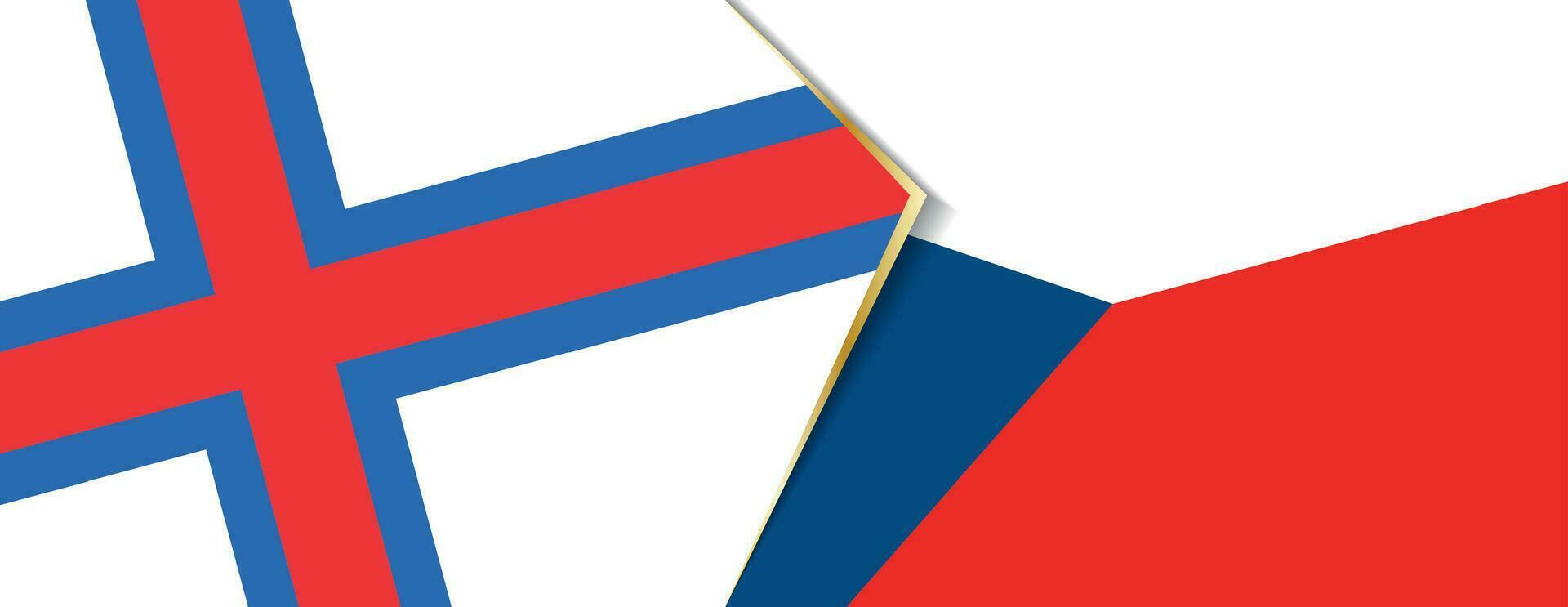 Faroe Islands and Czech Republic flags, two vector flags.