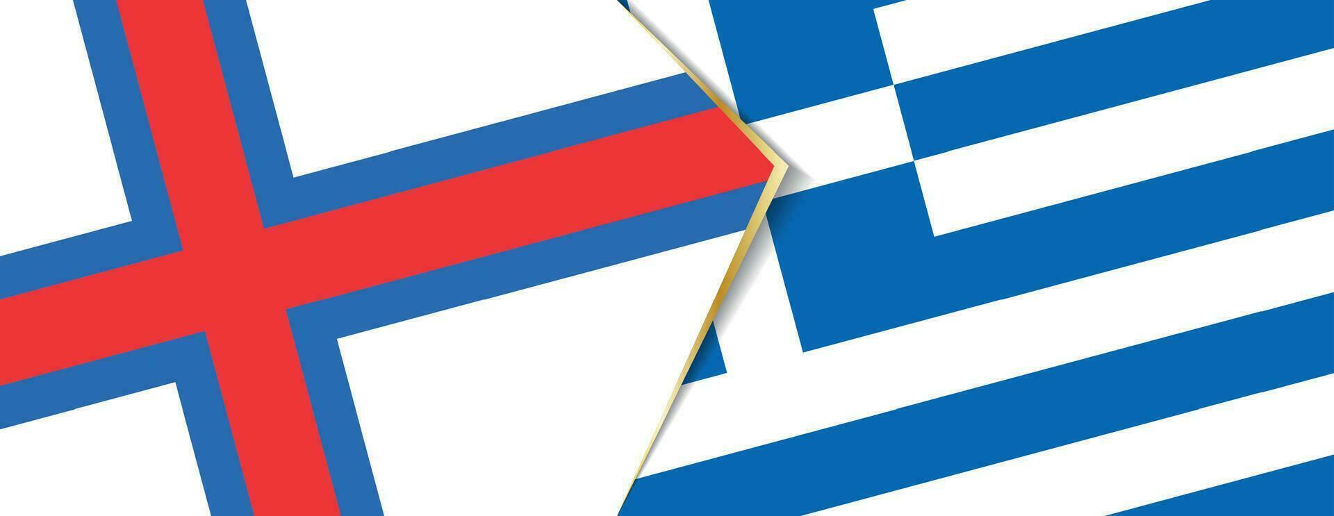 Faroe Islands and Greece flags, two vector flags.