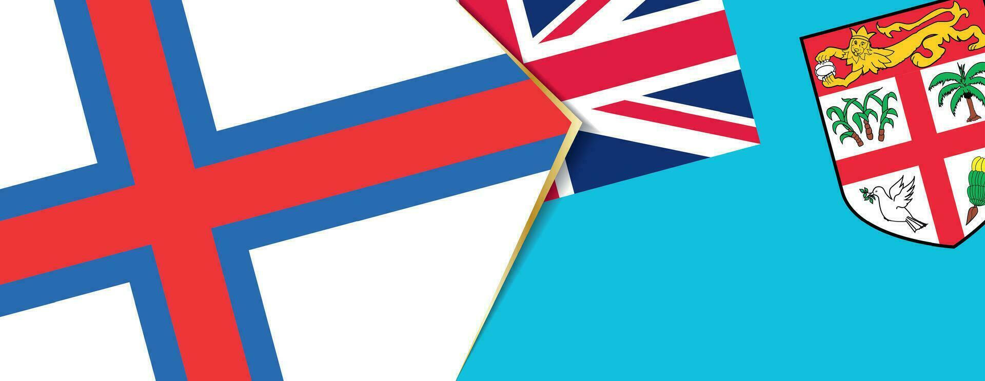 Faroe Islands and Fiji flags, two vector flags.