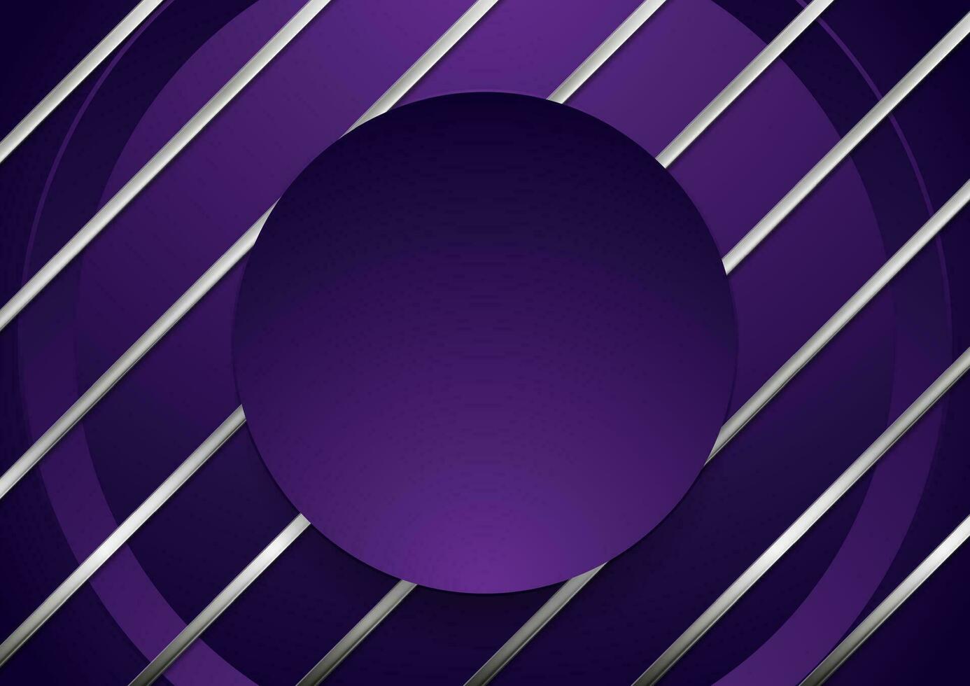 Technology violet round abstract background with metallic stripes vector