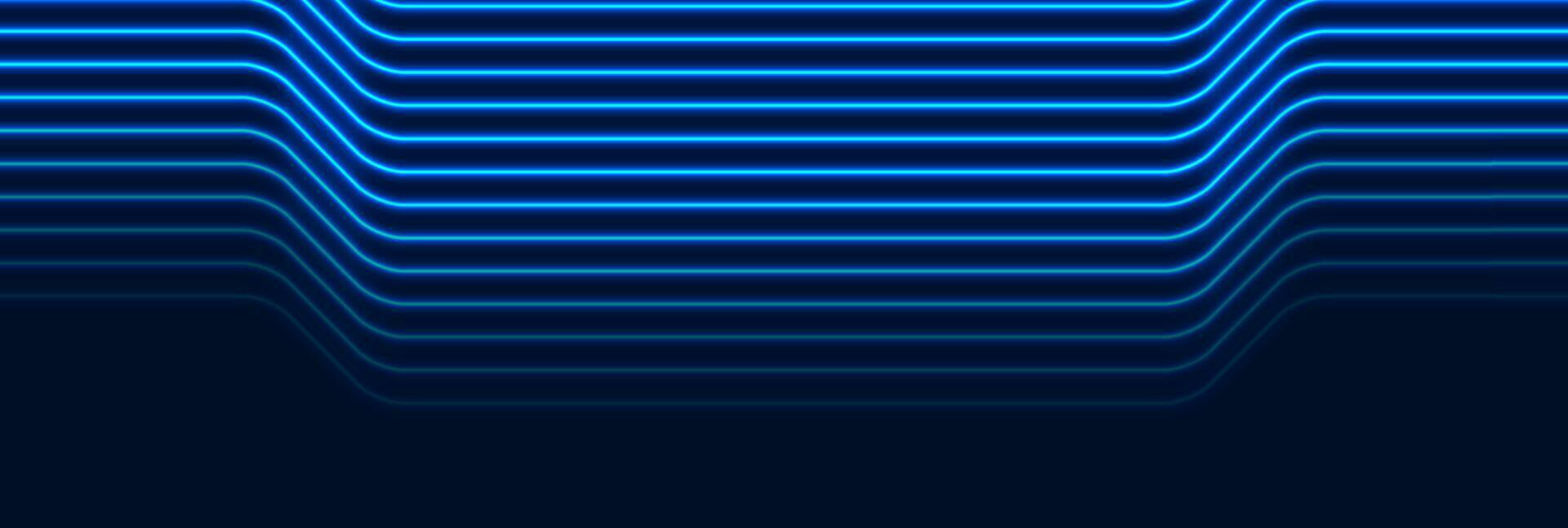 Blue neon curved lines abstract futuristic geometric background vector