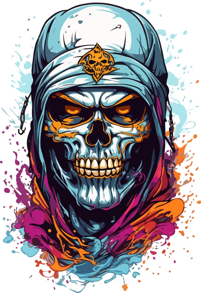 Evil Ninja Skull Cartoon AI Generative png