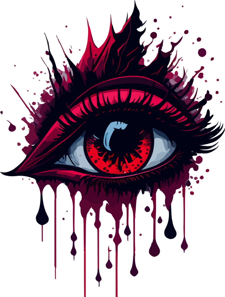 Red Dark Girl Eye Illustration with AI Generative png