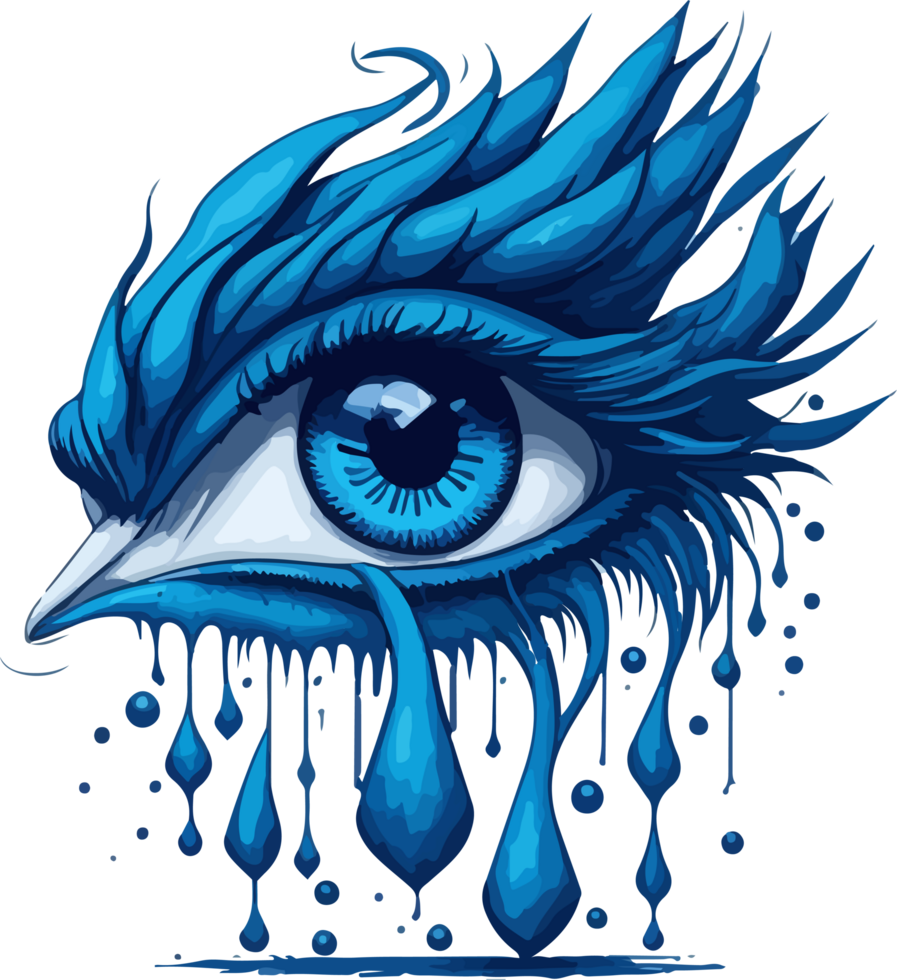 Blue Eye with Tears AI Generative png