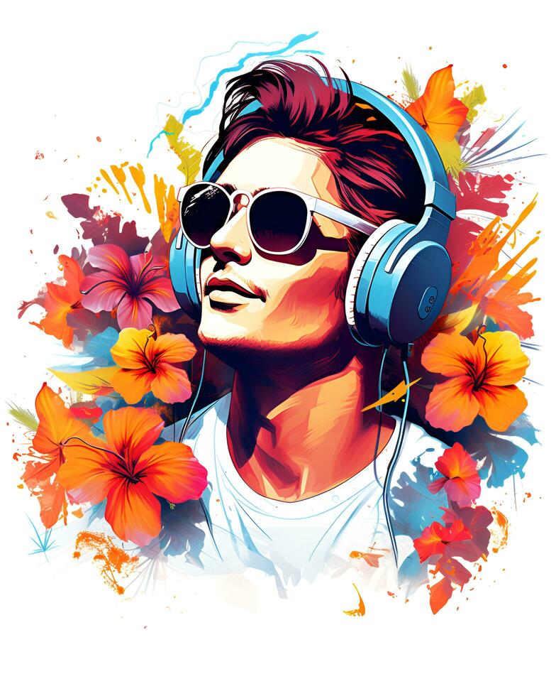 Digital Summer Beach Tshirt Design Illustration Art  Background photo