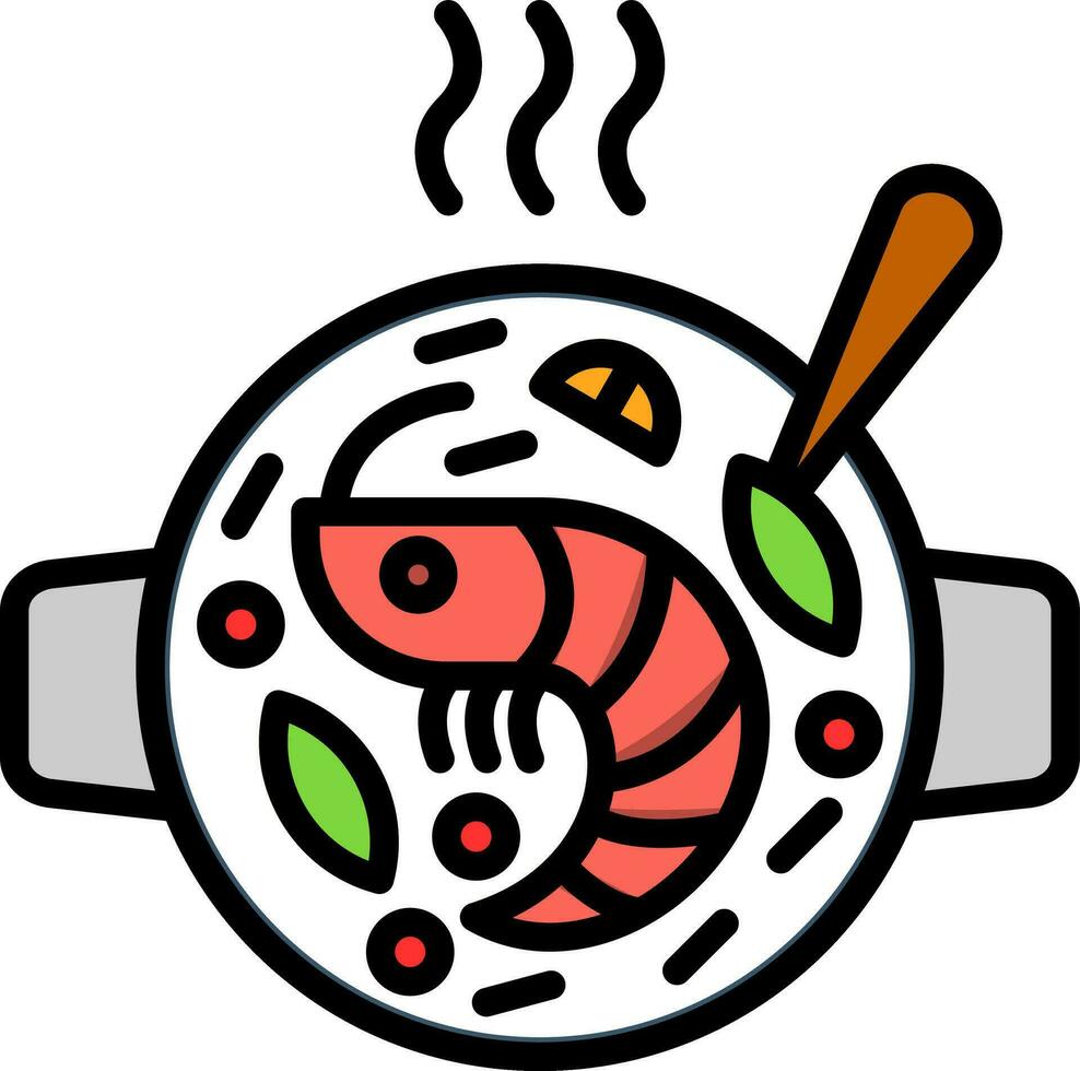 Mariscos paella vector icono diseño