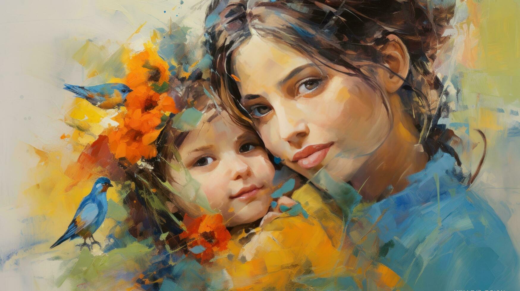 trending impressionist style oil painting. Playful portrait with whimsical brushwork photo