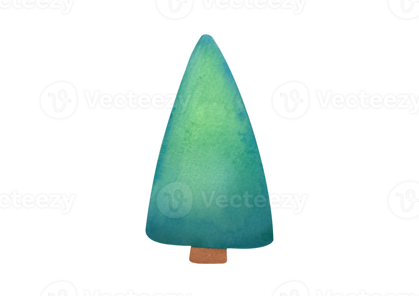 cute watercolor hand drawn Christmas tree cutout isolated on transparent background. Coniferous trees green happy New Year design. Simple pine-trees clip art. Winter holiday evergreen forest tree png
