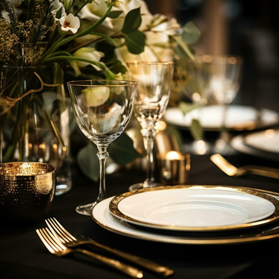 Elegant table setting with gold accents - sophisticated and chic photo