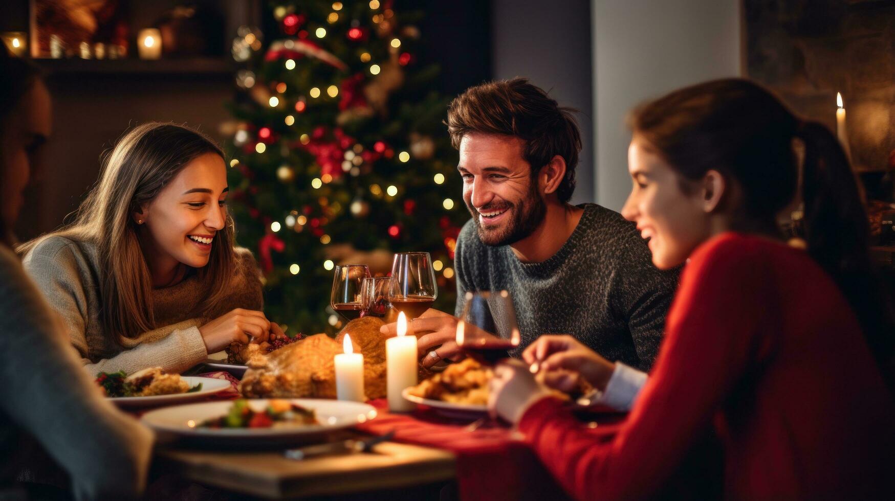 foto de contento familia a Navidad cena en el estilo de minimalista antecedentes