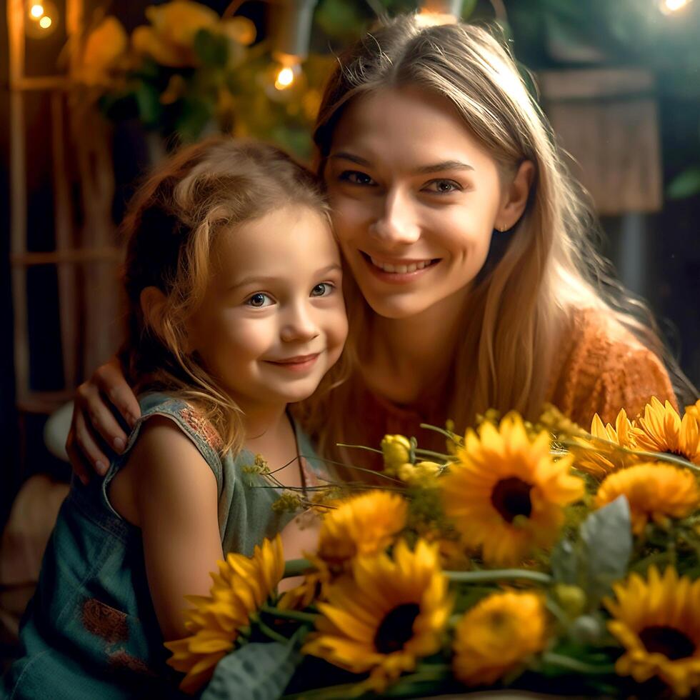 loving happy mother and daughter are in love photo