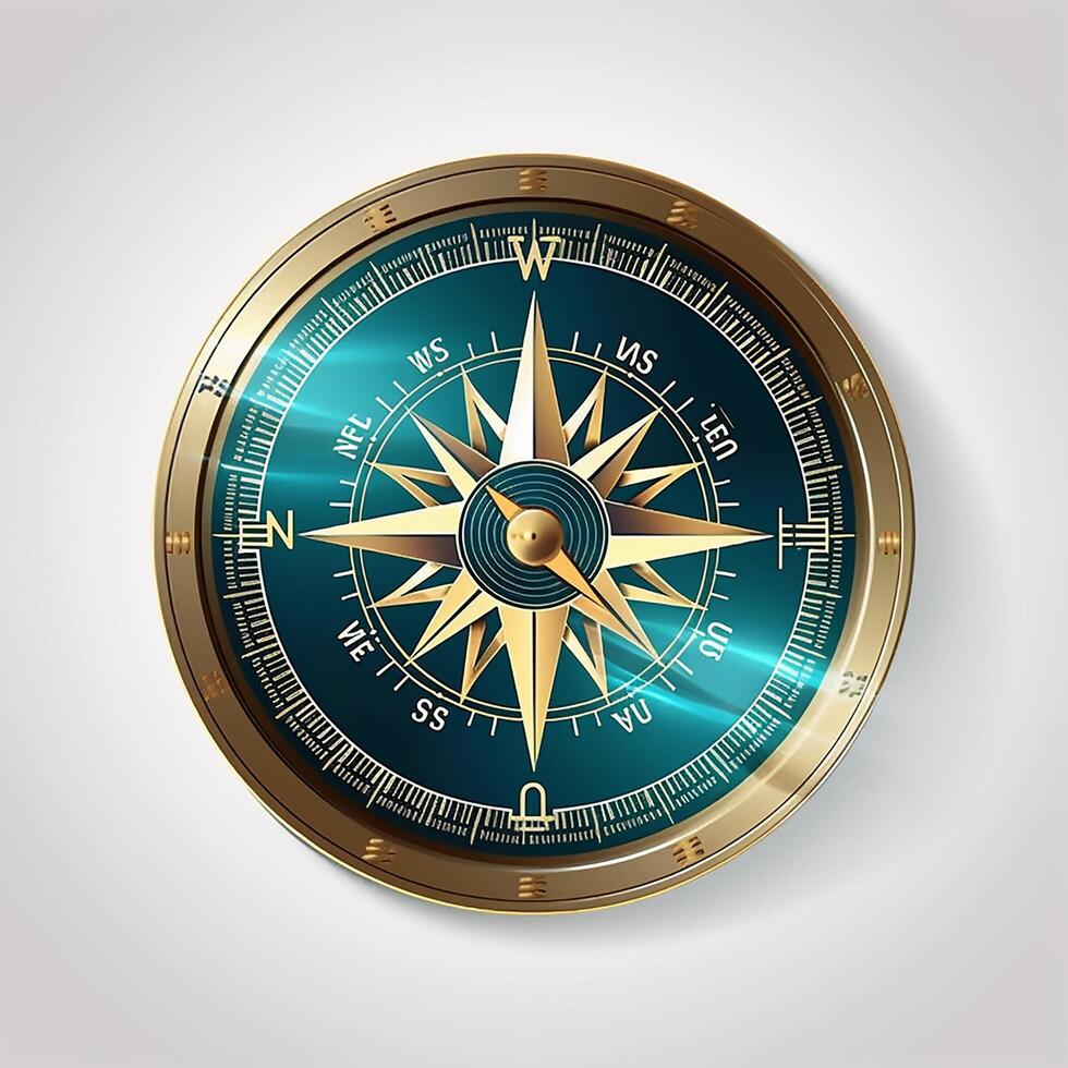 Dark dial compass isolated on white background photo