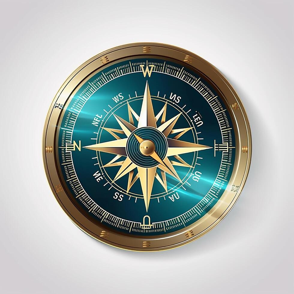 AI Generative Dark dial compass isolated on white background photo