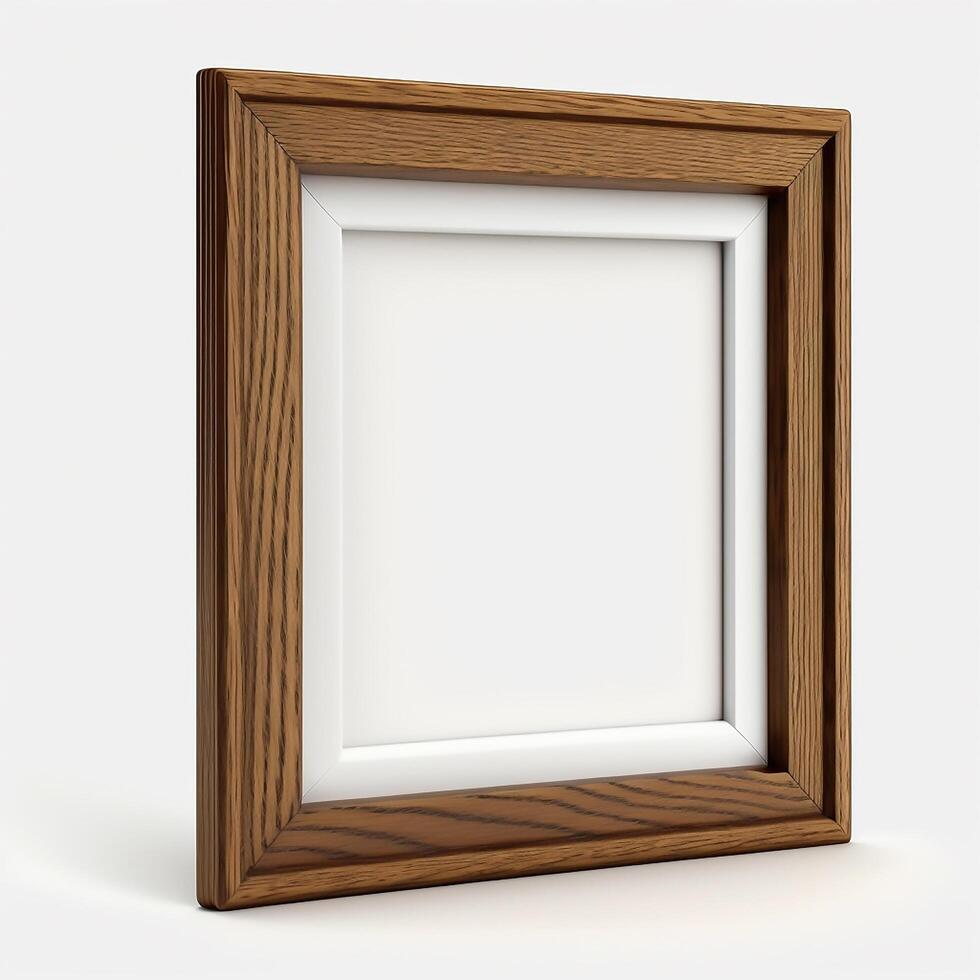 Wooden square shape photo frame on a light background