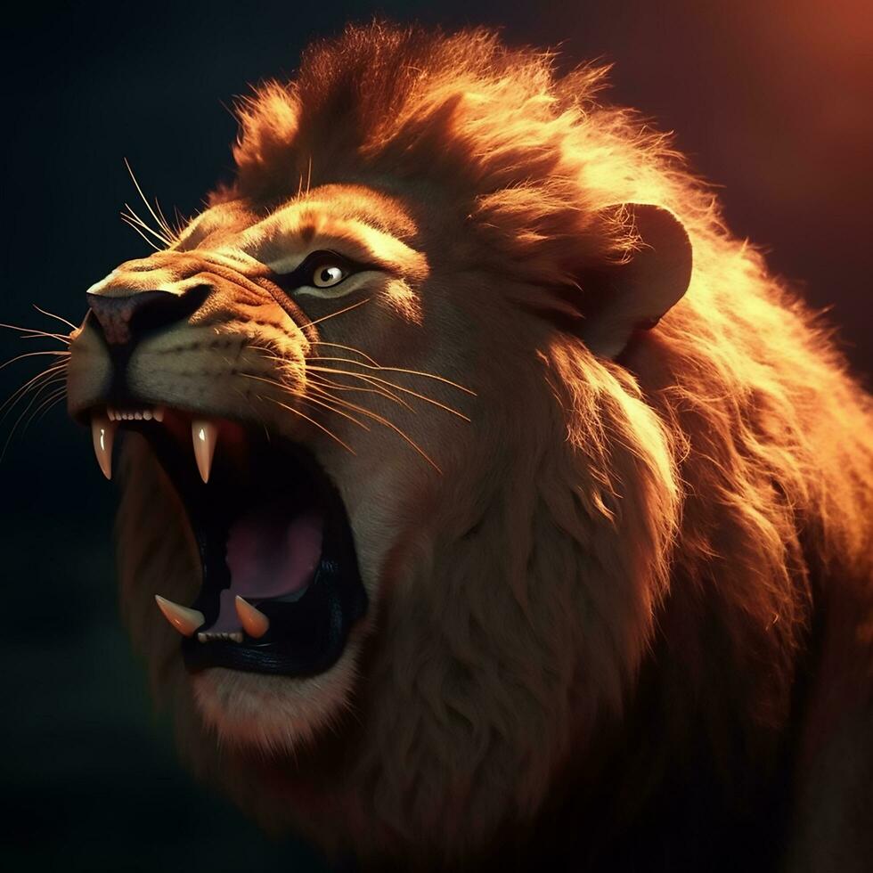 AI Generative Altra close-up of a fierce lion roaring photo