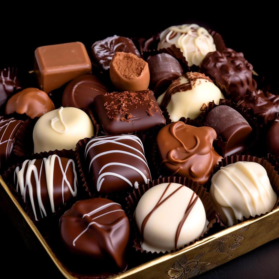 Delicious candy chocolate in the box photo