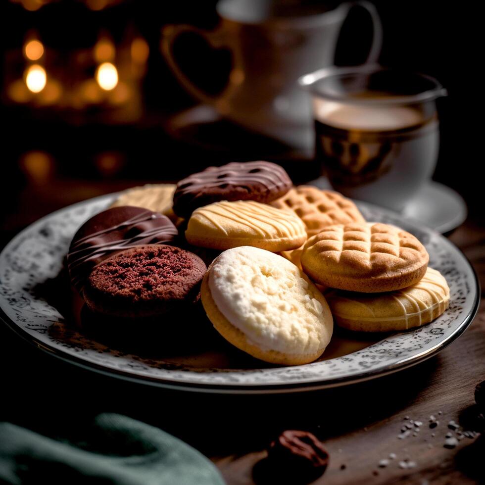 Assorted shortbread cookies closeup photo