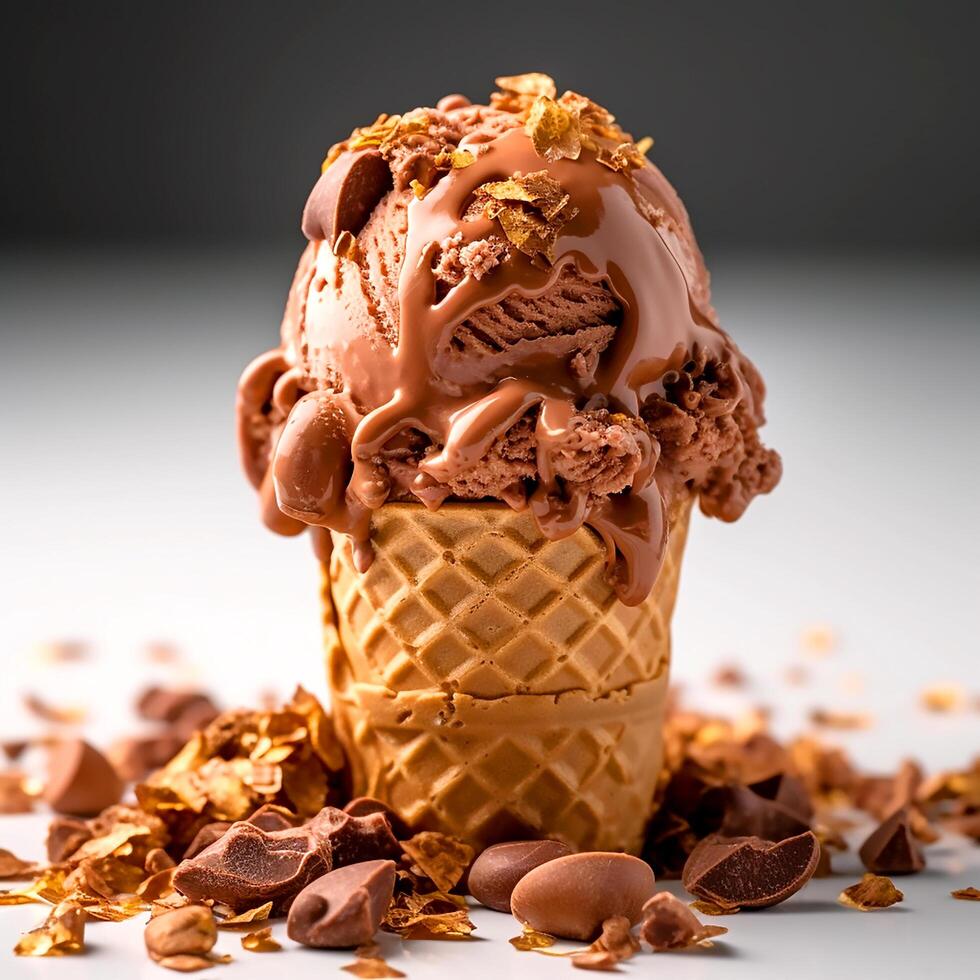 Sweat ice cream with delicious chocolates photo