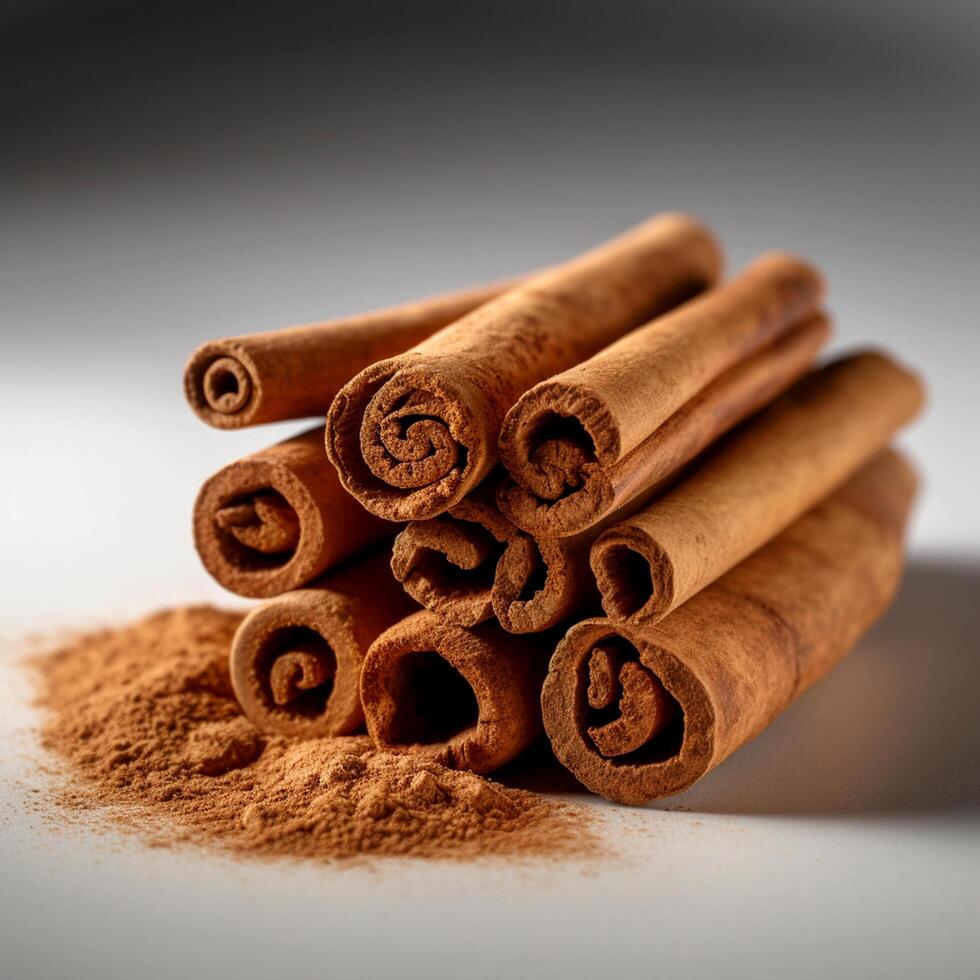 Cinnamon Barks with cinnamon powder photo