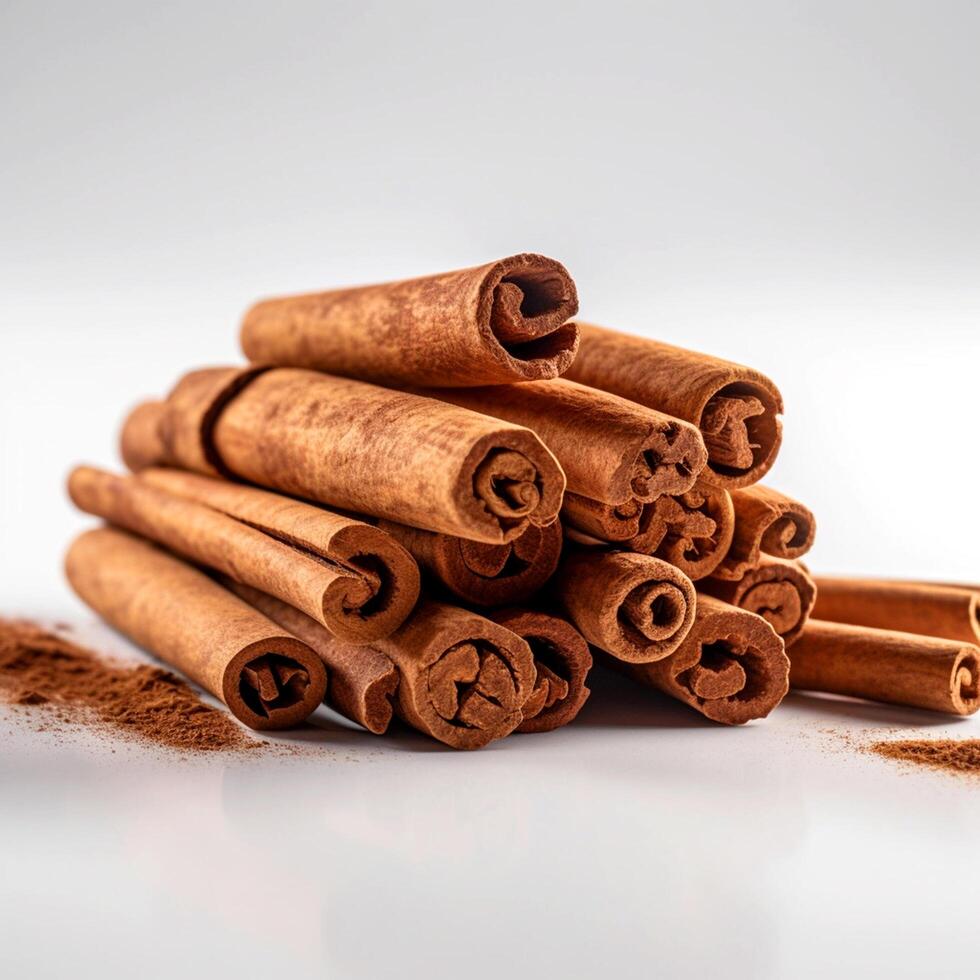 Lots of Cinnamon Barks on a gray background photo