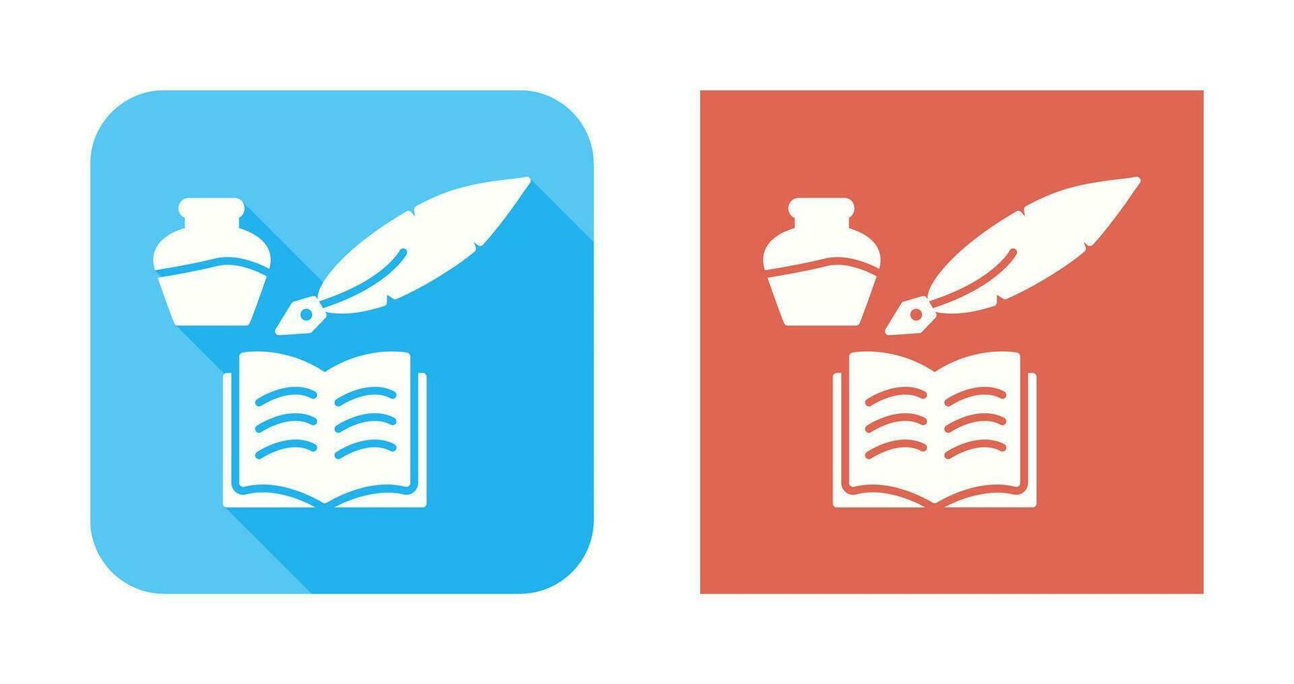 icono de vector de pluma y libro único