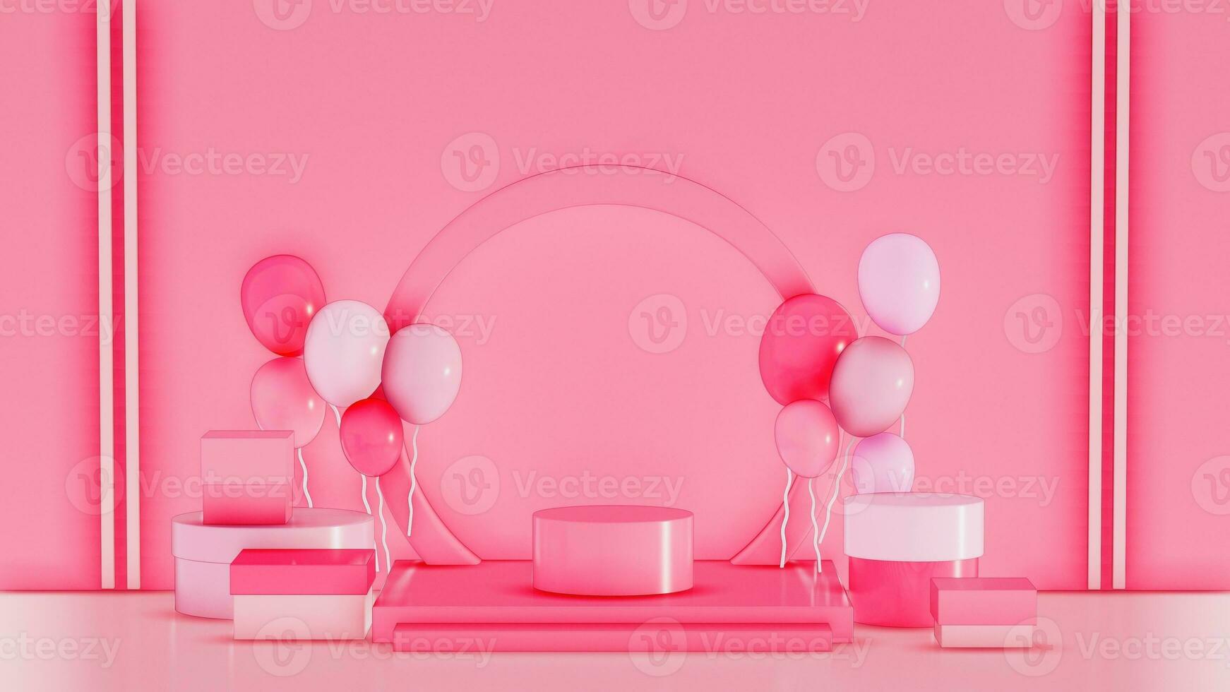 Birthday 3D With Podium Background For Product , celebrate , Advertising . Pastel Background . 3D rendering photo