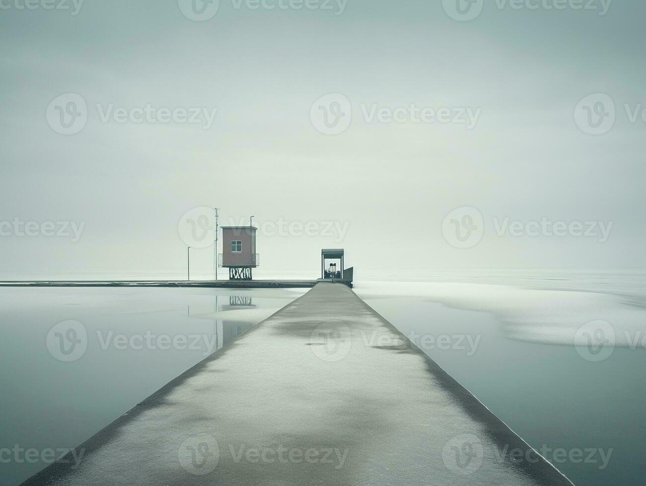 Minimalist Landscape in Neutral Colors. Ai Generative photo