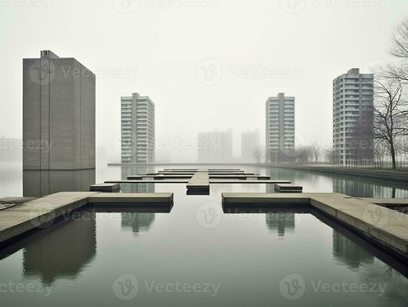 Minimalist Landscape in Neutral Colors. Ai Generative photo
