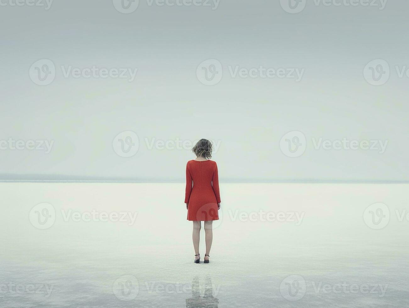 Minimalist Landscape in Neutral Colors. Ai Generative photo