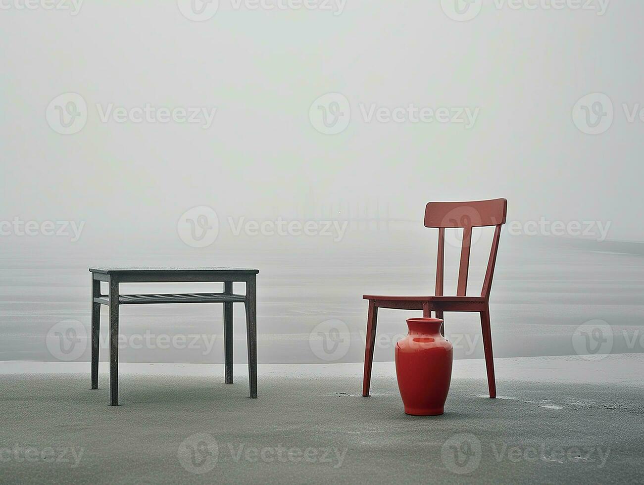 Minimalist Landscape in Neutral Colors. Ai Generative photo