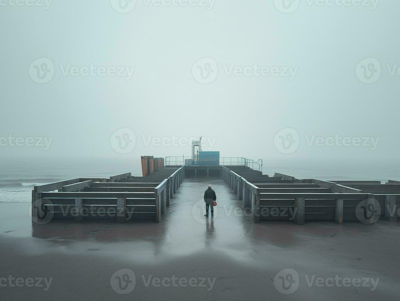 Minimalist Landscape in Neutral Colors. Ai Generative photo