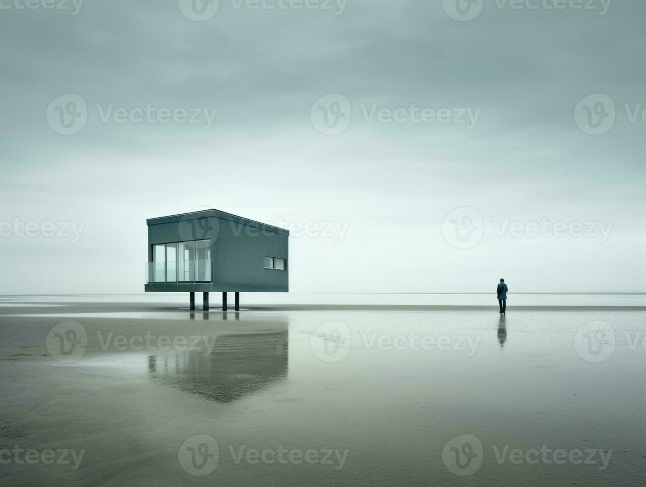 Minimalist Landscape in Neutral Colors. Ai Generative photo