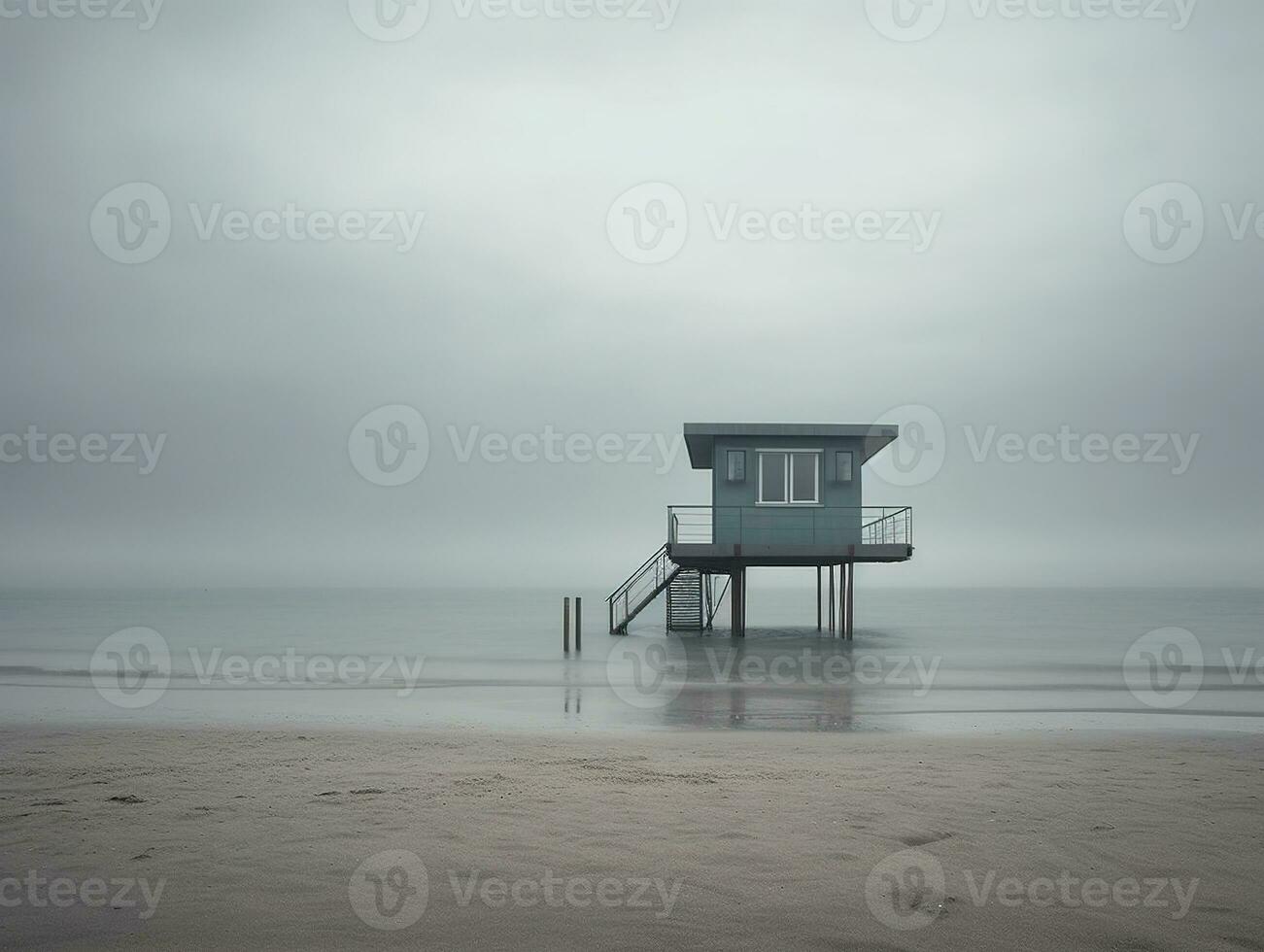 Minimalist Landscape in Neutral Colors. Ai Generative photo