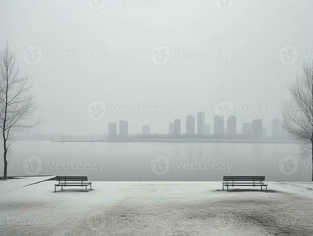 Minimalist Landscape in Neutral Colors. Ai Generative photo