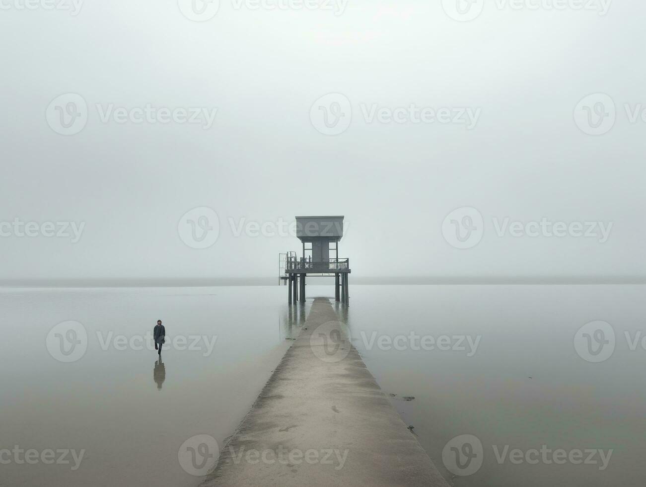 Minimalist Landscape in Neutral Colors. Ai Generative photo