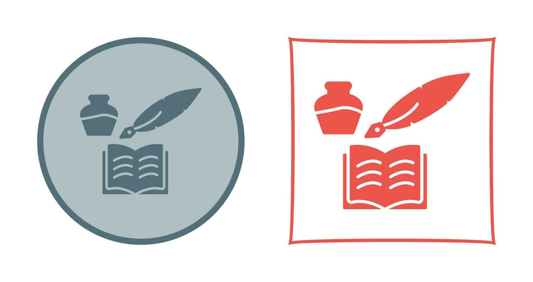 Unique Quill and Book Vector Icon