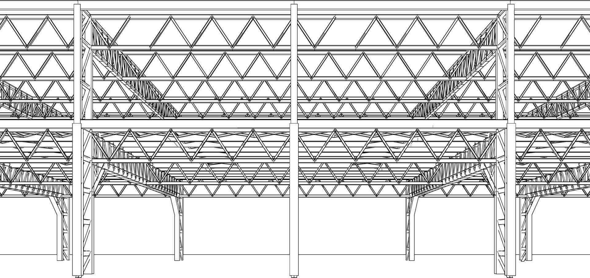 3D illustration of building structure vector