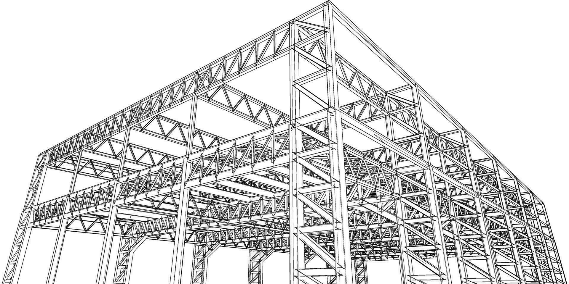 3D illustration of building structure vector