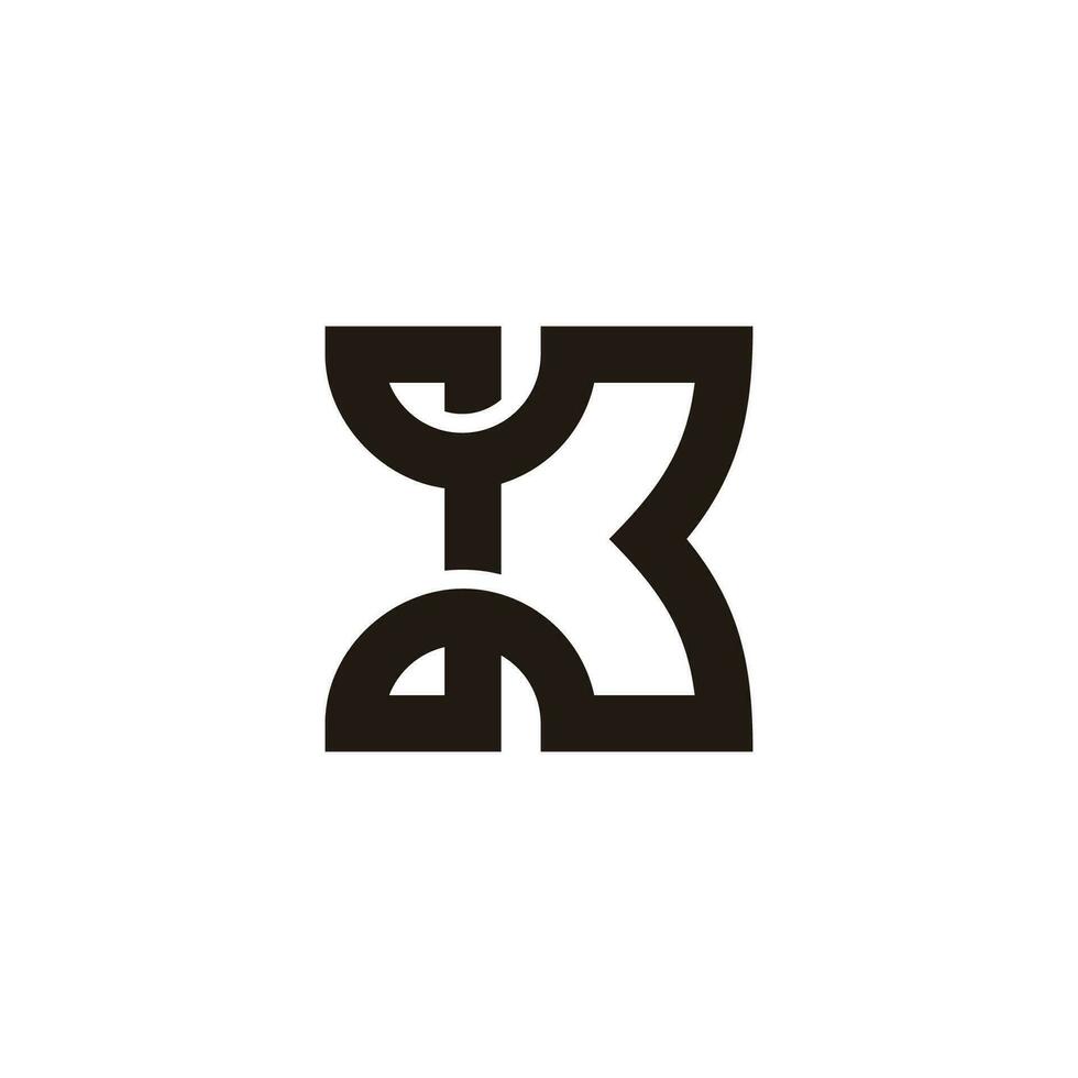 letter k x overlapping line logo vector
