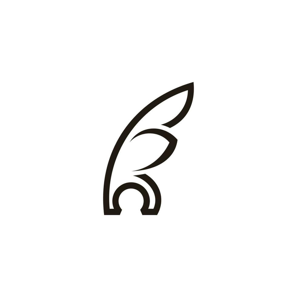 letter h feather pen symbol logo vector