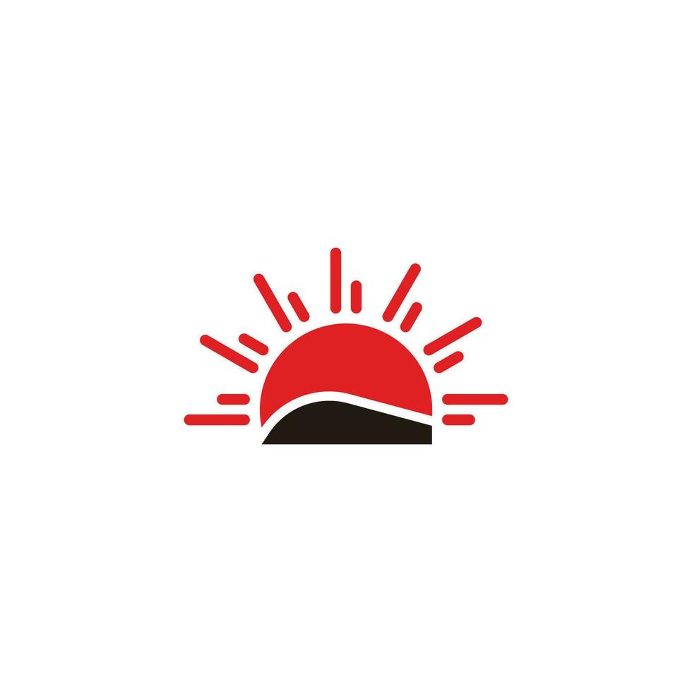 sun rays land simple geometric japan design logo vector