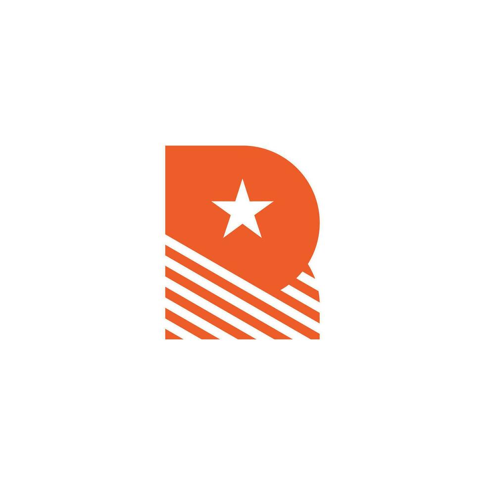 letra r naranja rayas estrella logo vector